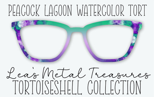 PEACOCK LAGOON WATERCOLOR TORT Eyewear Frame Toppers • FEBRUARY 2026 TOPPER OF THE MONTH