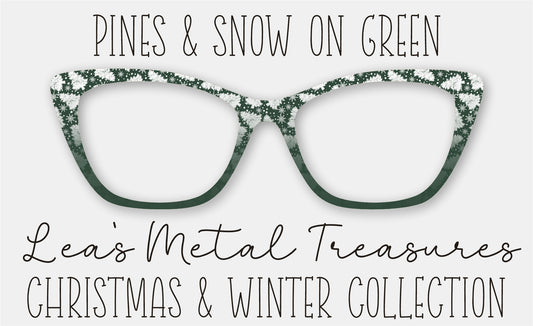 Pines and Snow on Green FULL PATTERN Eyewear Frame Toppers