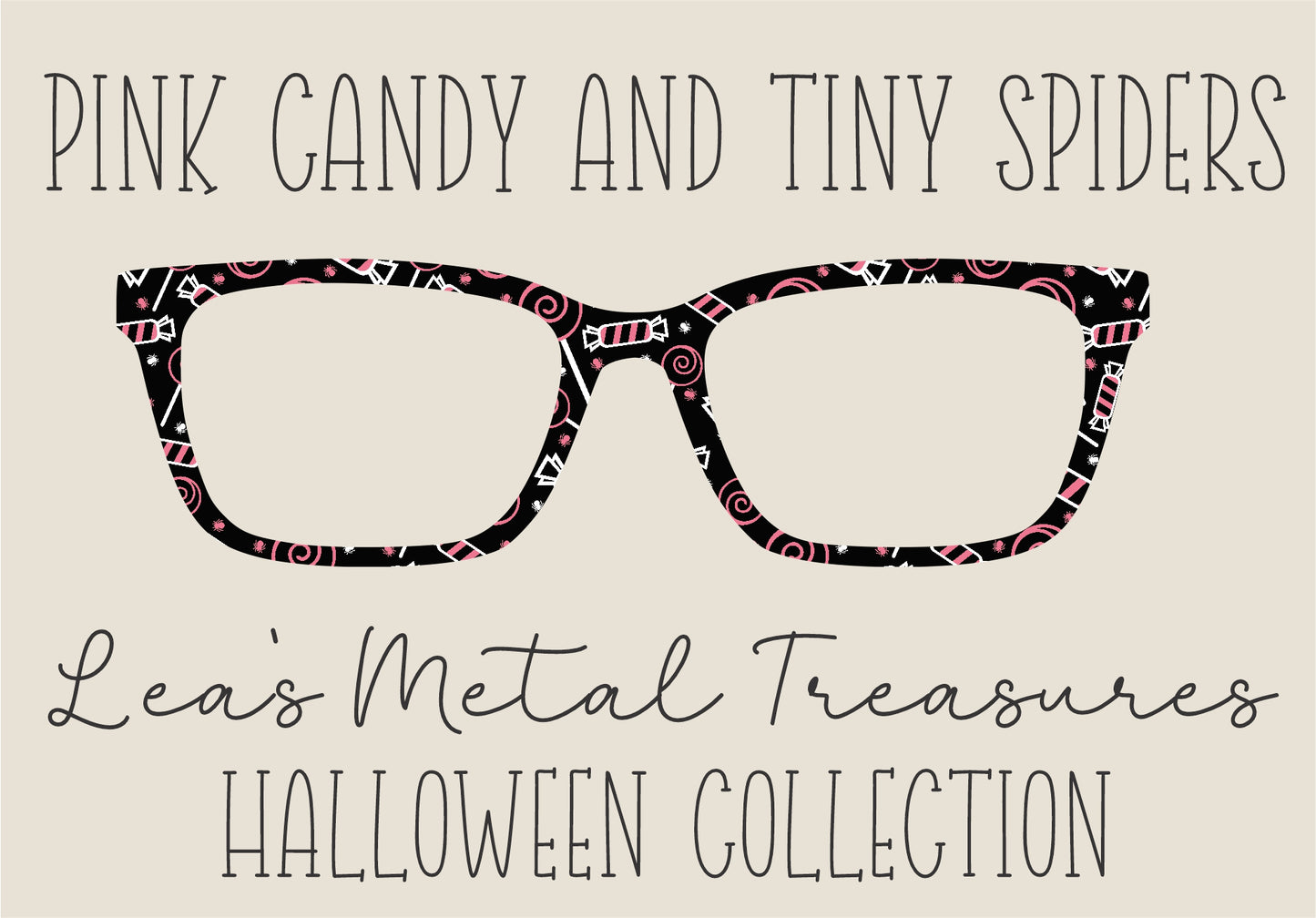 PINK CANDY AND TINY SPIDERS Eyewear Frame Toppers COMES WITH MAGNETS