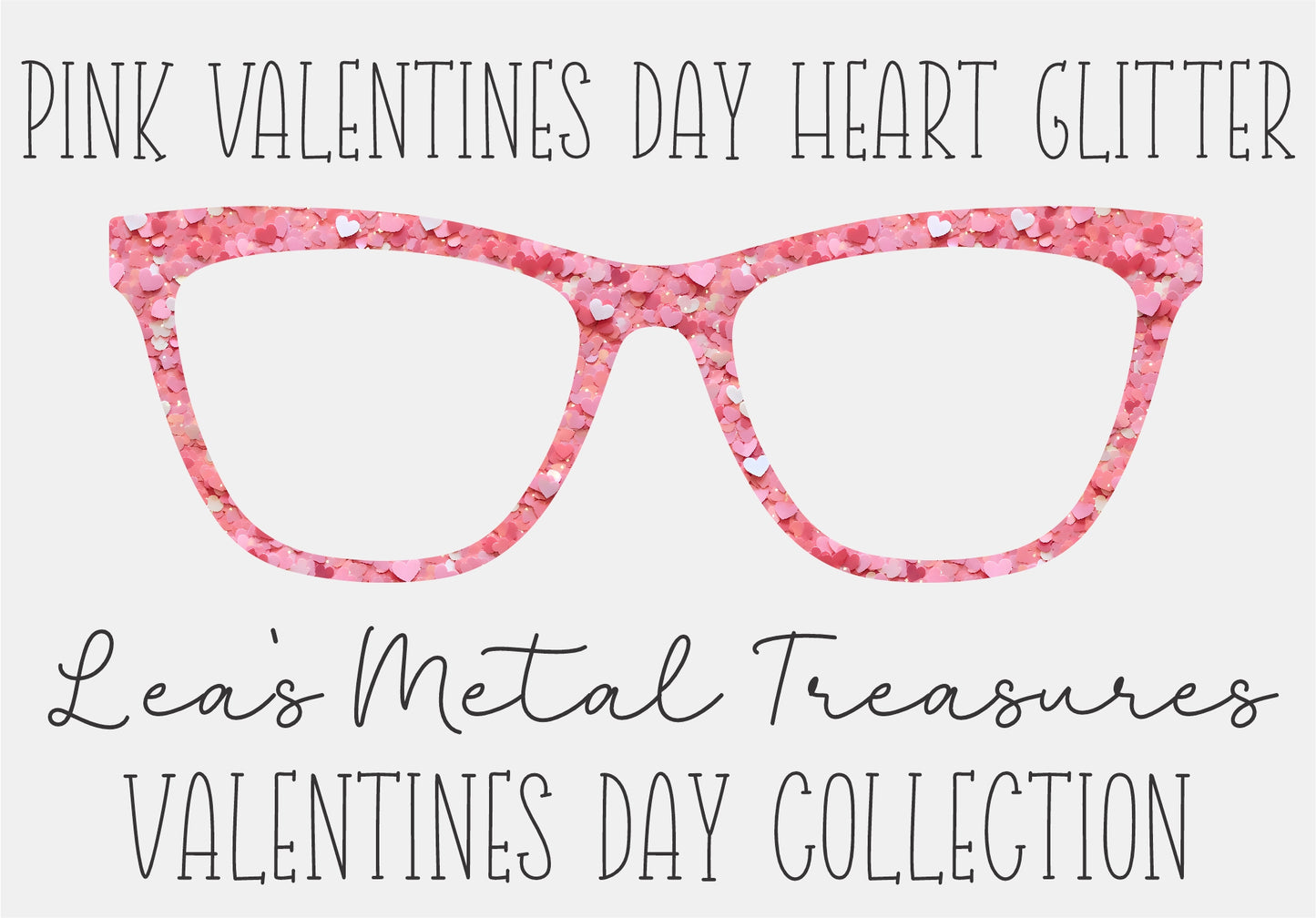 PINK VALENTINES DAY HEART GLITTER Eyewear Frame Toppers COMES WITH MAGNETS