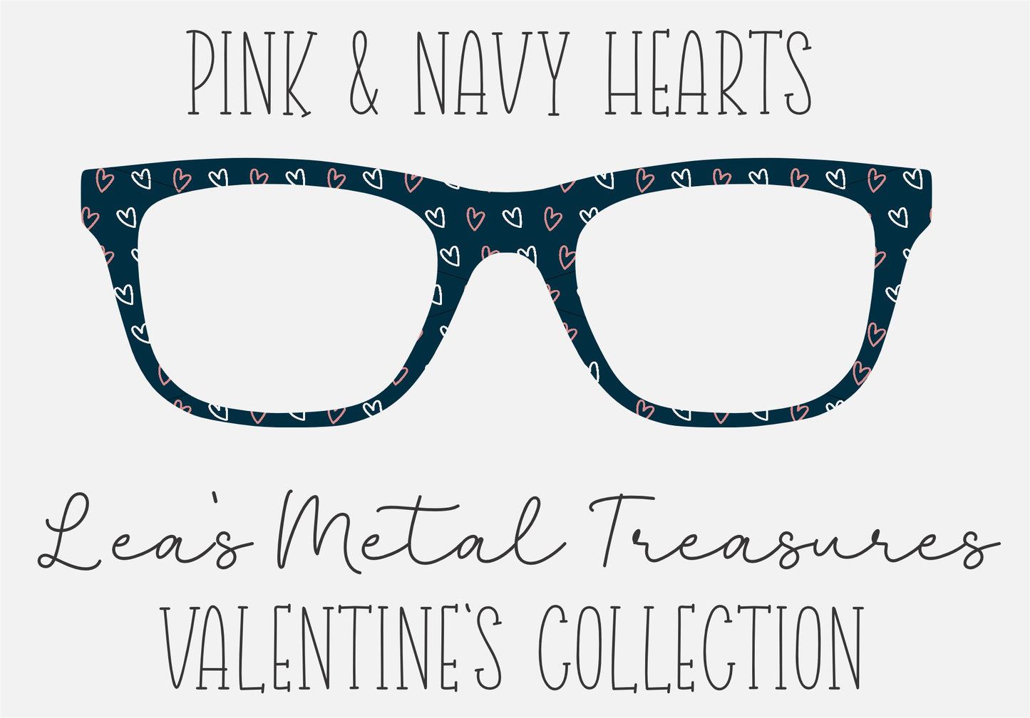 PINK NAVY HEARTS Eyewear Frame Toppers COMES WITH MAGNETS