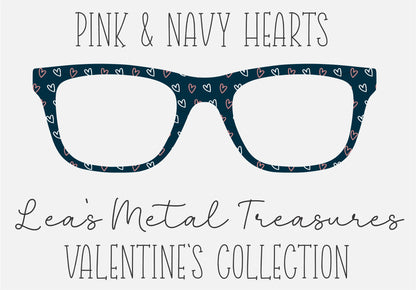 PINK NAVY HEARTS Eyewear Frame Toppers COMES WITH MAGNETS