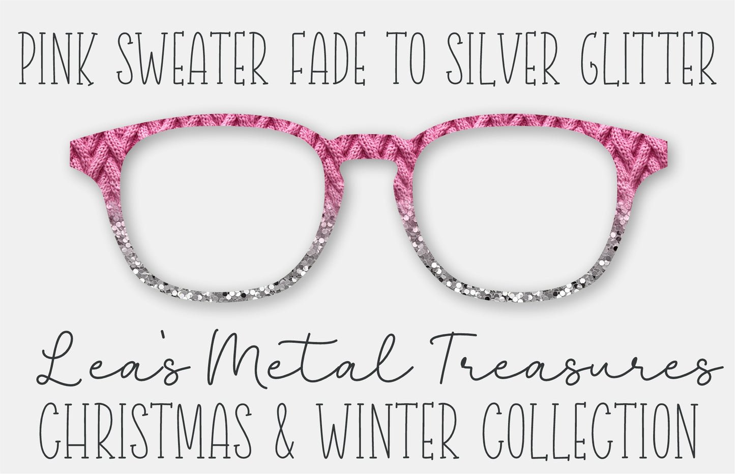 Pink Sweater Fade to Silver Glitter Magnetic Eyeglasses Topper