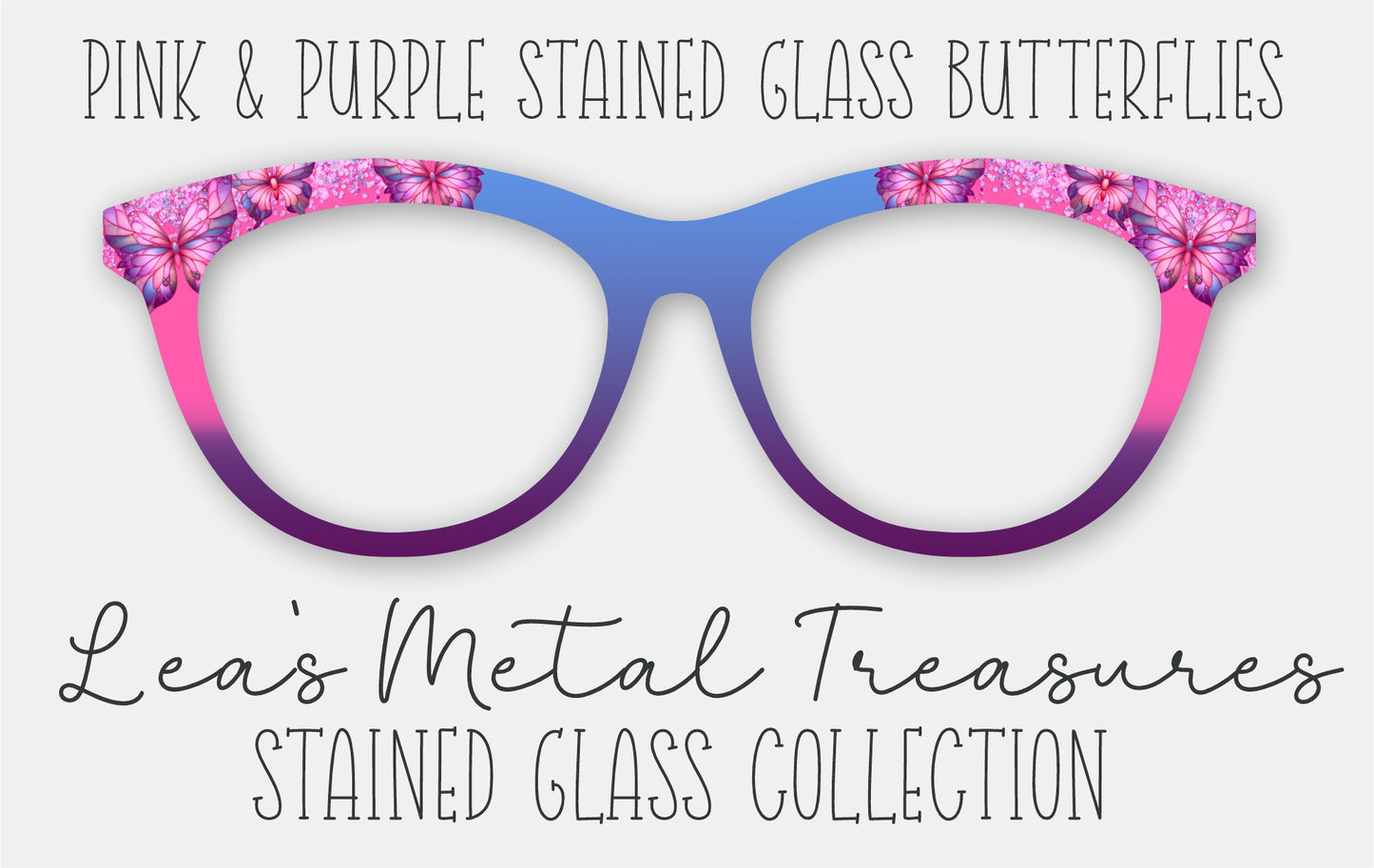 Pink and Purple Stained Glass Butterflies Eyewear Frame Toppers