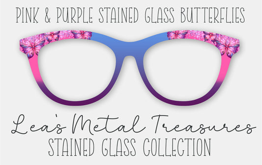 Pink and Purple Stained Glass Butterflies Eyewear Frame Toppers