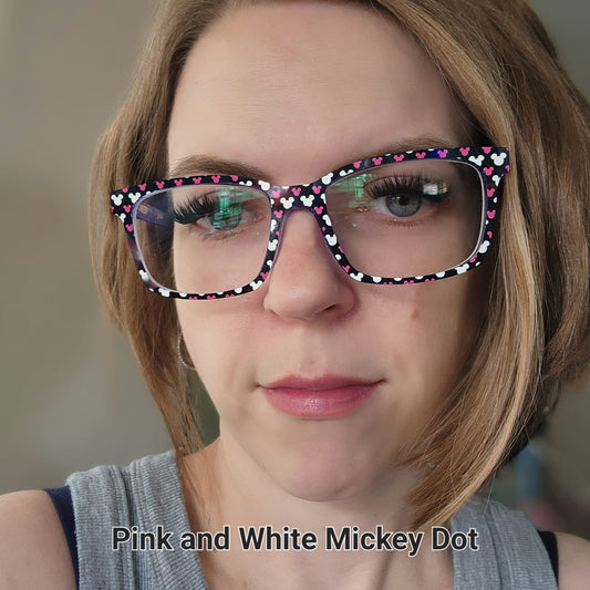 PINK AND WHITE MICKEY DOT Eyewear Frame Toppers COMES WITH MAGNETS