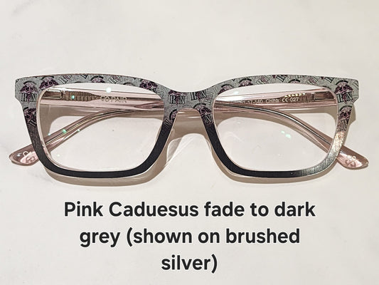 PINK CADUESUS FADE TO DARK GRAY Eyewear Frame Toppers COMES WITH MAGNETS