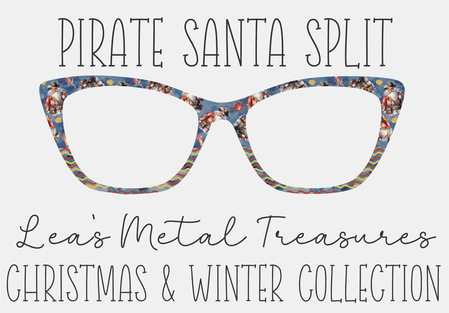 PIRATE SANTA SPLIT Eyewear Frame Toppers COMES WITH MAGNETS