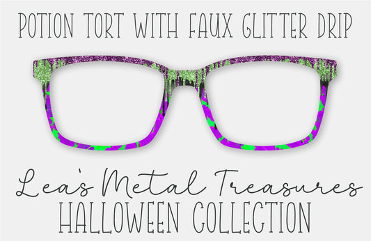 Potion Tort with Faux Glitter Drip Eyewear Frame Toppers