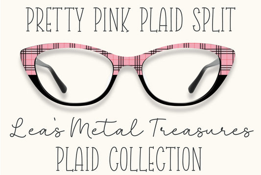 Pretty Pink Plaid Split Eyewear Frame Toppers COMES WITH MAGNETS