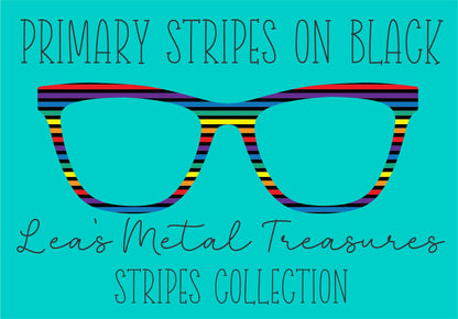 Primary Stripes on Black • Magnetic Eyeglasses Topper