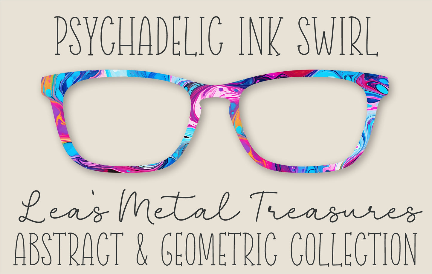 Psychadelic Ink Swirl Eyewear Frame Toppers COMES WITH MAGNETS