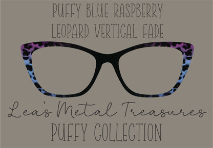 PUFFY BLUE RASPBERRY LEOPARD VERTICAL FADE Eyewear Frame Toppers COMES WITH MAGNETS