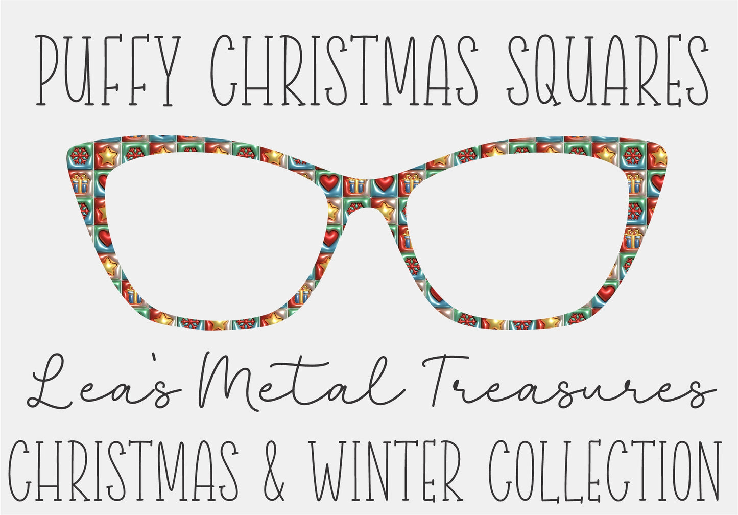PUFFY CHRISTMAS SQUARES Eyewear Frame Toppers COMES WITH MAGNETS