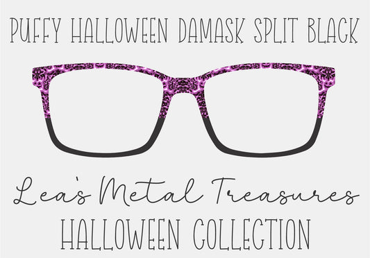 PUFFY HALLOWEEN DAMASK SPLIT BLACK Eyewear Frame Toppers COMES WITH MAGNETS