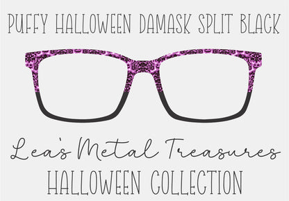 PUFFY HALLOWEEN DAMASK SPLIT BLACK Eyewear Frame Toppers COMES WITH MAGNETS