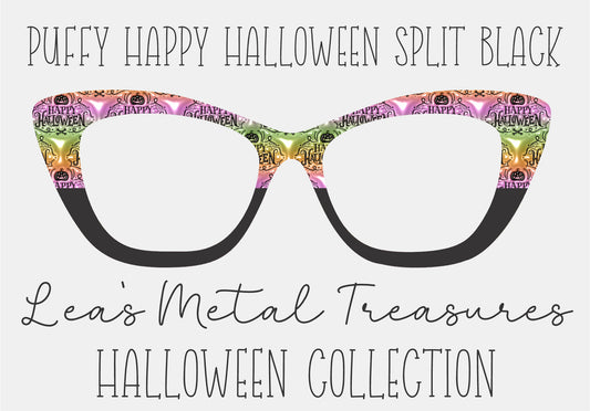 PUFFY HAPPY HALLOWEEN SPLIT BLACK Eyewear Frame Toppers COMES WITH MAGNETS
