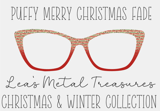 PUFFY MERRY CHRISTMAS FADE Eyewear Frame Toppers COMES WITH MAGNETS