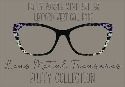 PUFFY PURPLE MINT BUTTER LEOPARD VERTICAL FADE Eyewear Frame Toppers COMES WITH MAGNETS
