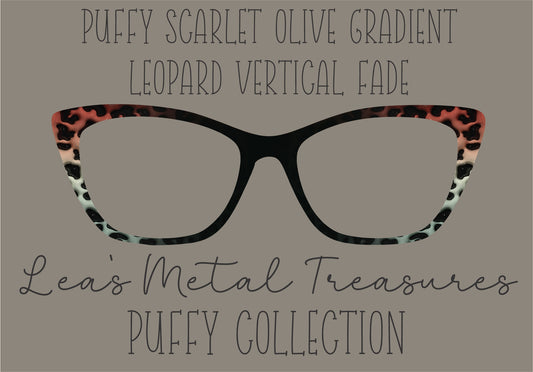PUFFY SCARLET OLIVE GRADIENT VERTICAL FADE Eyewear Frame Toppers COMES WITH MAGNETS