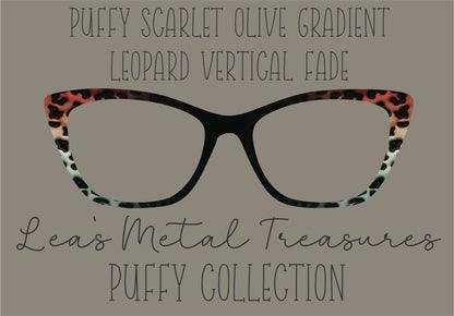 PUFFY SCARLET OLIVE GRADIENT VERTICAL FADE Eyewear Frame Toppers COMES WITH MAGNETS