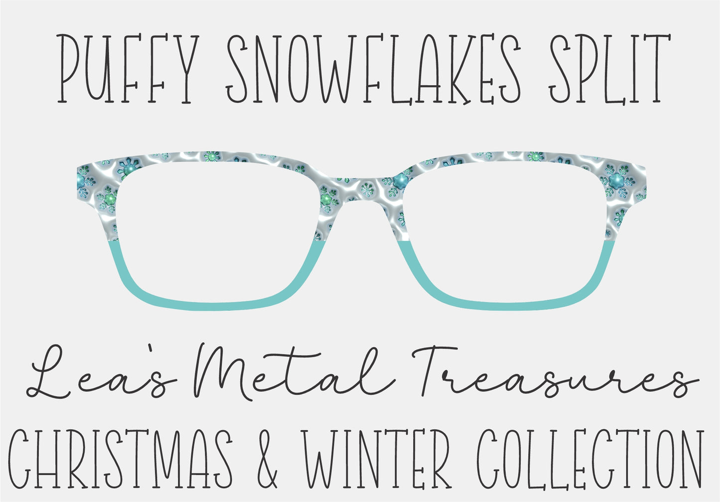 PUFFY SNOWFLAKES SPLIT Eyewear Frame Toppers COMES WITH MAGNETS