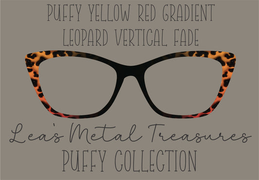 PUFFY YELLOW RED GRADIENT LEOPARD VERTICAL FADE Eyewear Frame Toppers COMES WITH MAGNETS