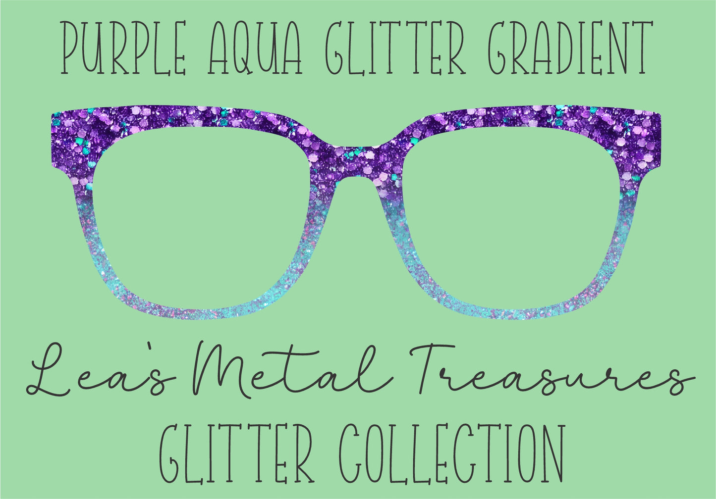 PURPLE AQUA GLITTER GRADIENT Eyewear Frame Toppers COMES WITH MAGNETS