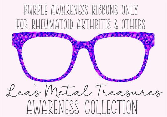 PURPLE AWARENESS RIBBONS ONLY FOR RHEUMATOID ARTHRITIS & OTHERS Eyewear Frame Toppers COMES WITH MAGNETS