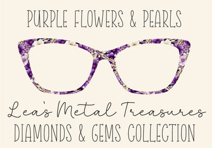 PURPLE FLOWERS AND PEARLS Eyewear Frame Toppers COMES WITH MAGNETS