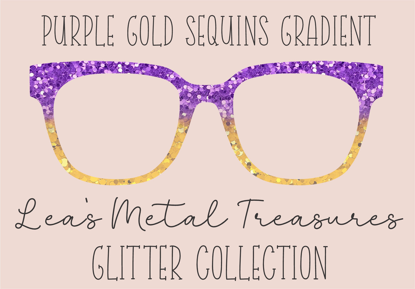 PURPLE GOLD SEQUIN GRADIENT Eyewear Frame Toppers COMES WITH MAGNETS