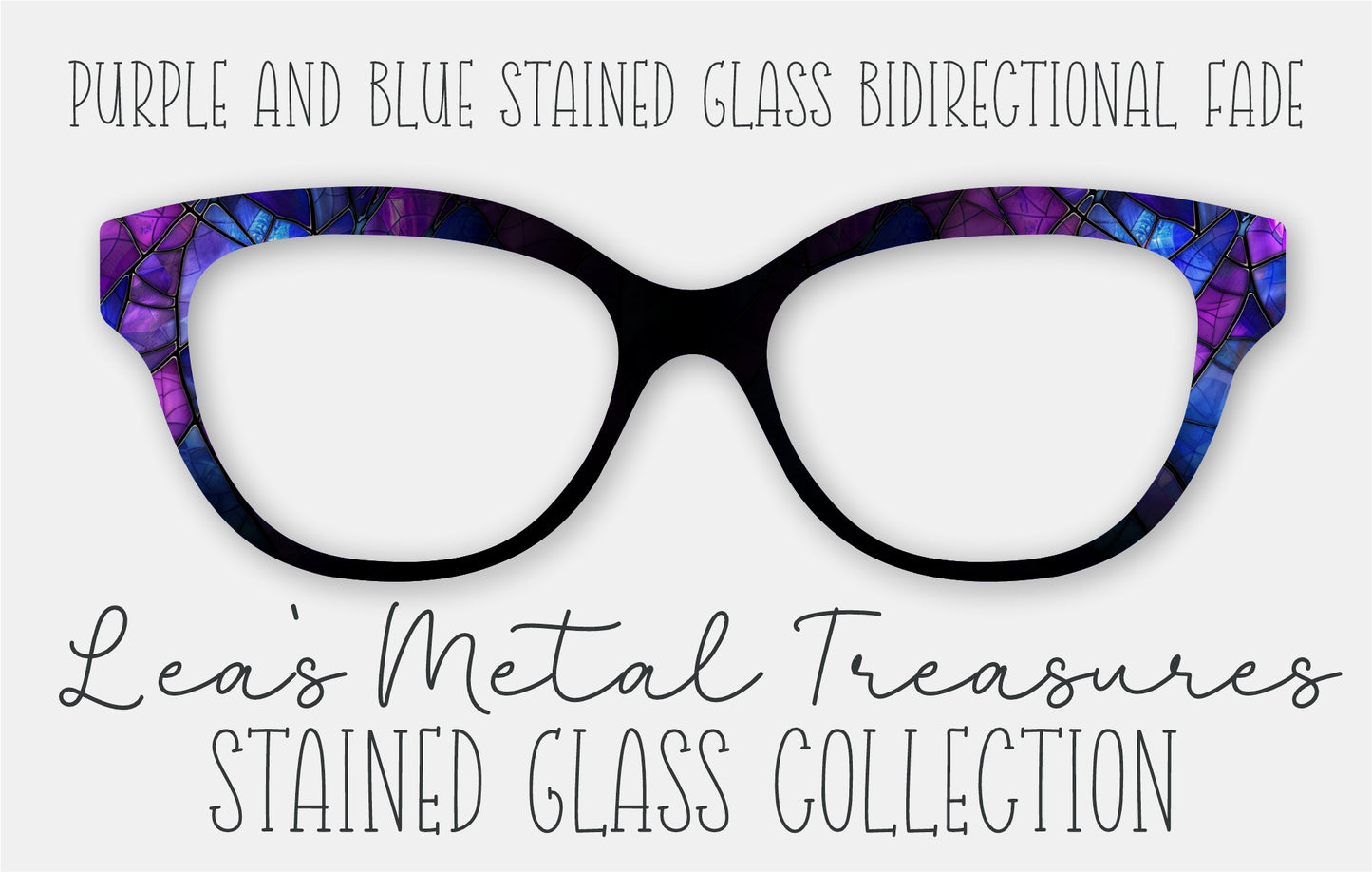 Purple and Blue Stained Glass BiDirectional Fade Eyewear Frame Toppers COMES WITH MAGNETS