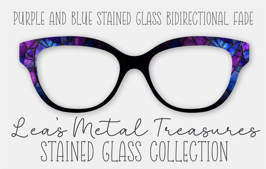 Purple and Blue Stained Glass BiDirectional Fade Eyewear Frame Toppers COMES WITH MAGNETS