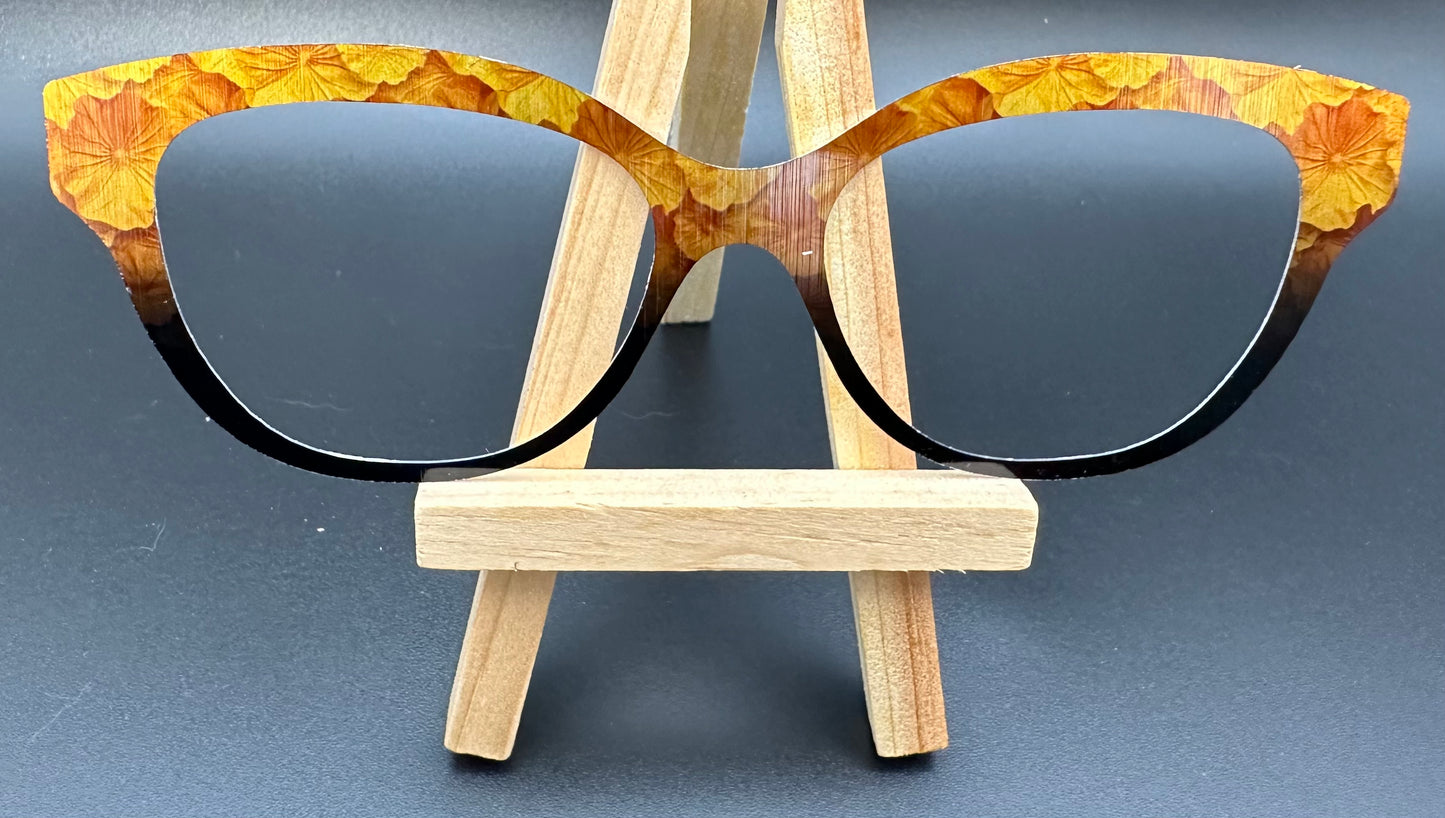 READY TO SHIP QUEEN GOLDEN LOTUS FADE TO BLACK ON BRUSHED GOLD Eyewear Frame Topper