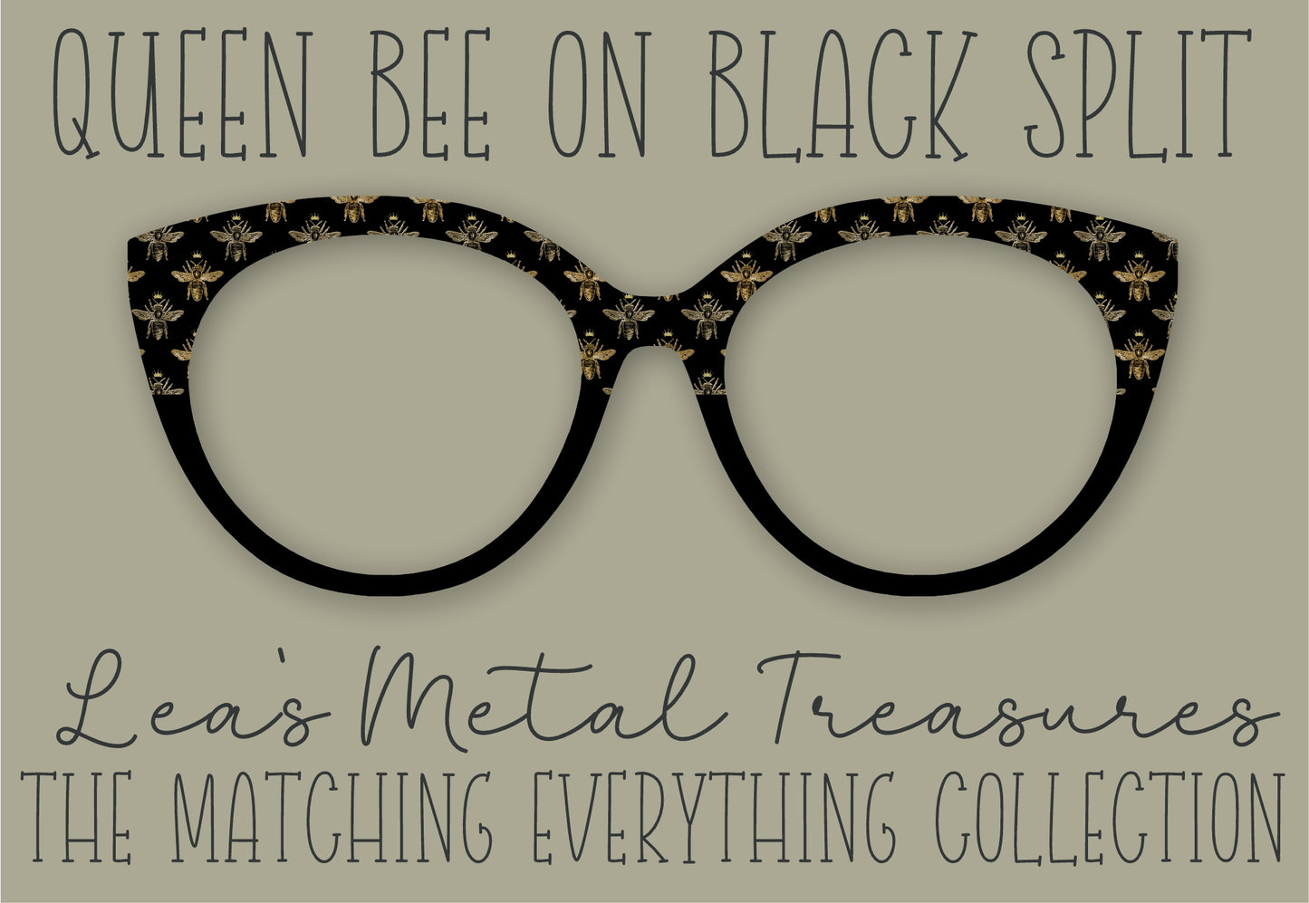 Queen Bee on Black Split Magnetic Eyeglasses Topper