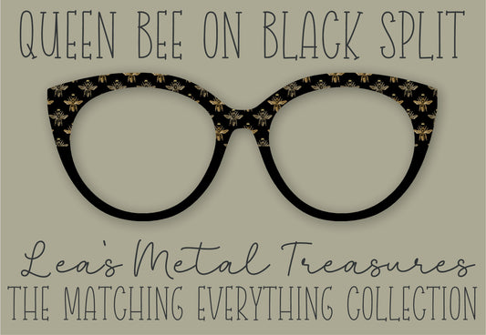 Queen Bee on Black Split Magnetic Eyeglasses Topper