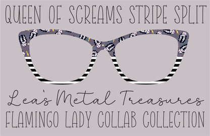 Queen of Screams Stripes Split Printed Magnetic Eyeglasses Topper • Flamingo Lady Collab Collection