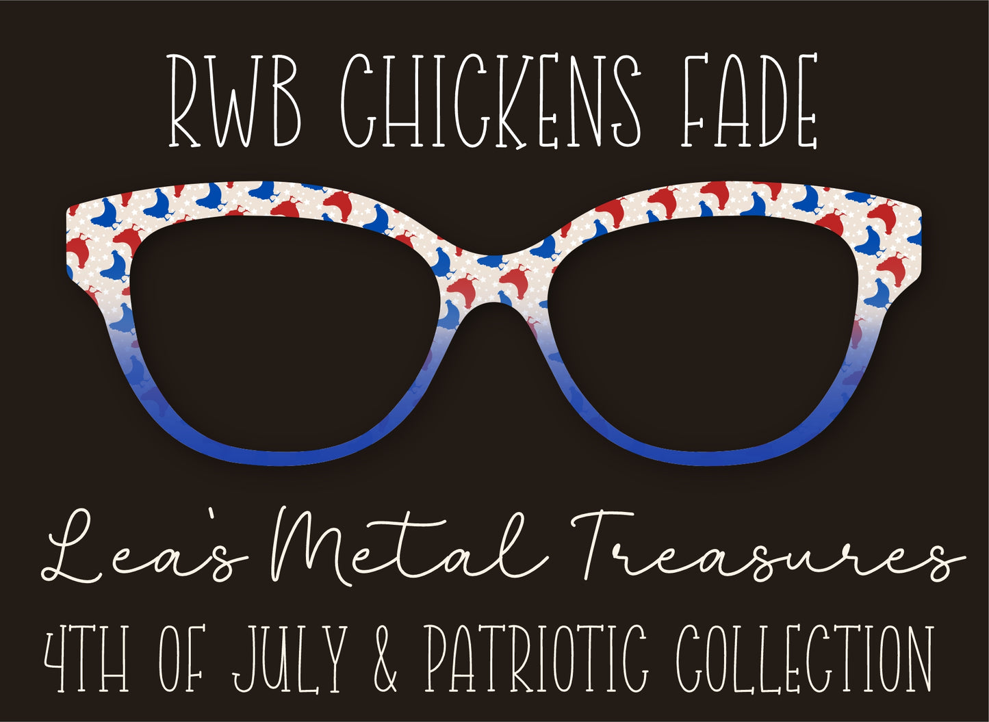 RWB Chickens Fade Eyewear Frame Toppers COMES WITH MAGNETS