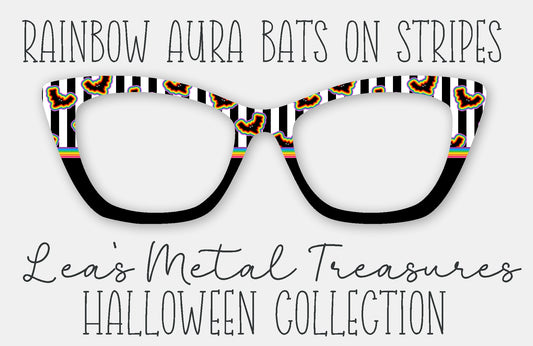 Rainbow Aura Bats on Stripes Magnetic Eyewear Frame Toppers - September 25 Topper of the Month
