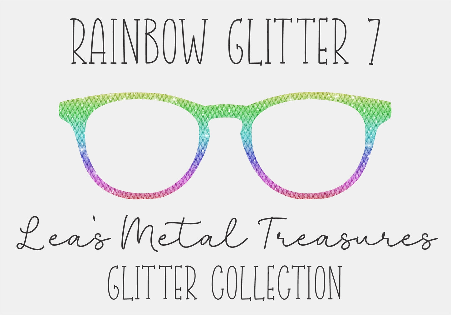 RAINBOW GLITTER 7 Eyewear Frame Toppers COMES WITH MAGNETS