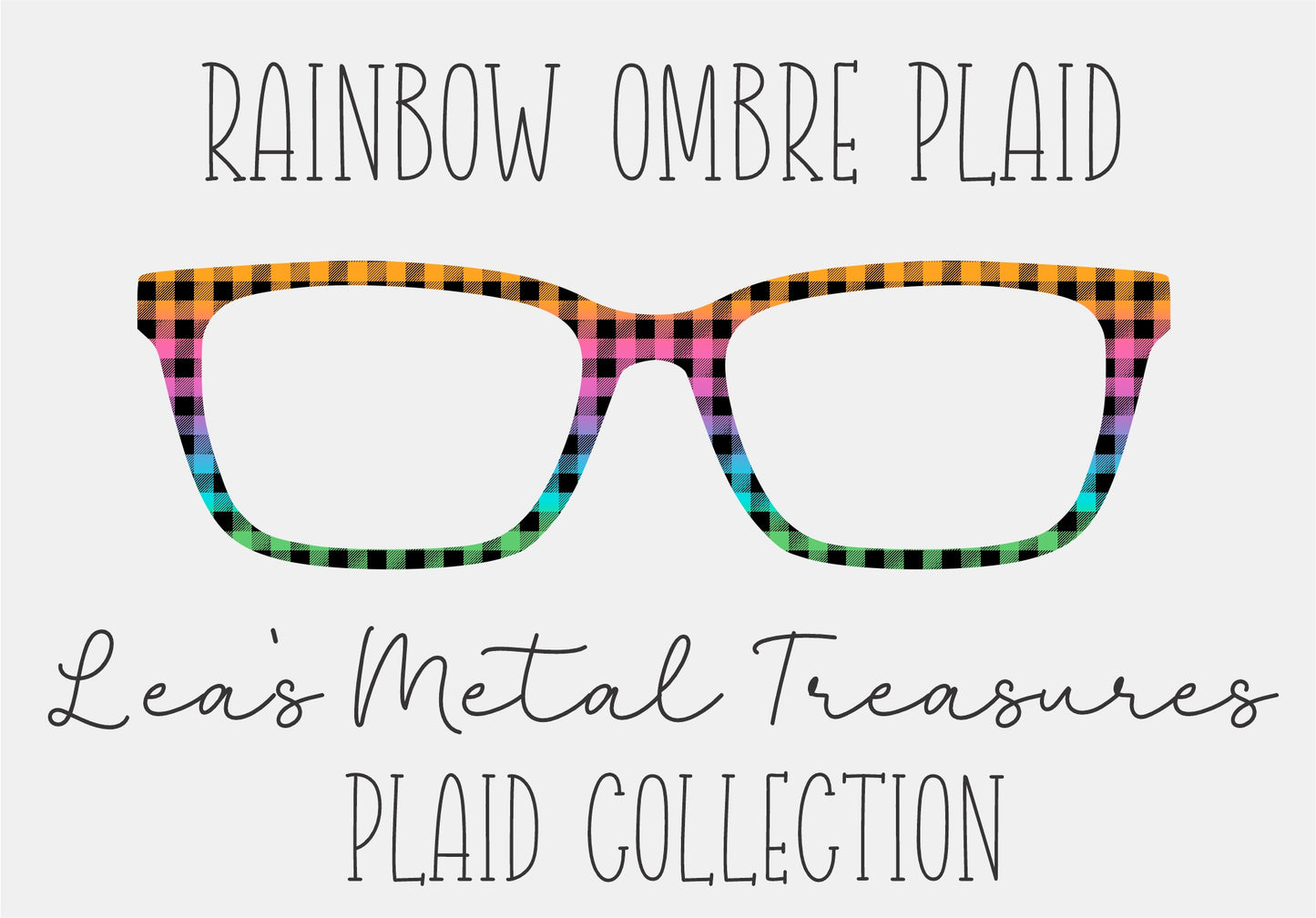 RAINBOW OMBRE PLAID Eyewear Frame Toppers COMES WITH MAGNETS