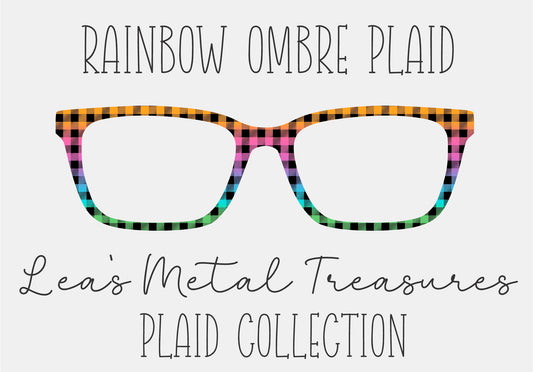 RAINBOW OMBRE PLAID Eyewear Frame Toppers COMES WITH MAGNETS