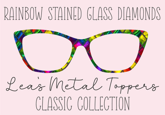 RAINBOW STAINED GLASS DIAMONDS Eyewear Frame Toppers COMES WITH MAGNETS
