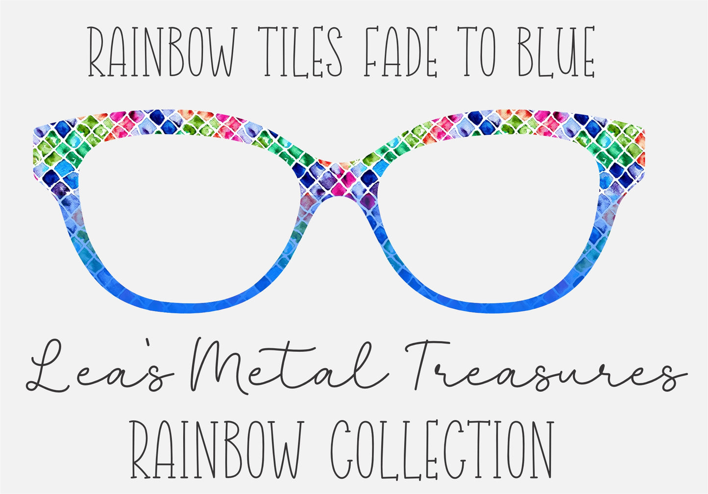 RAINBOW TILES FADE TO BLUE Eyewear Frame Toppers COMES WITH MAGNETS