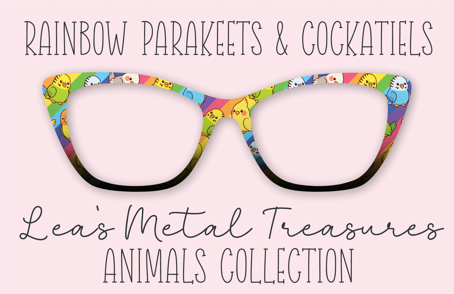 Rainbow Parakeets and Cockatiels Eyewear Frame Toppers COMES WITH MAGNETS