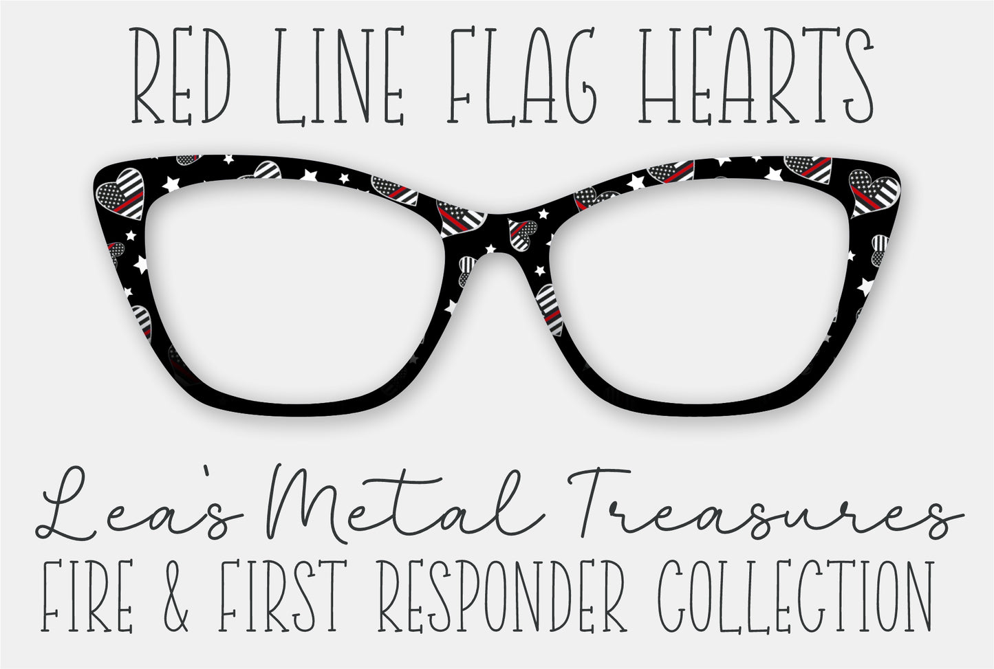 Red Line Flag Hearts Eyewear Frame Toppers
