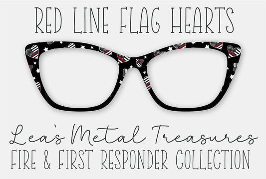 Red Line Flag Hearts Eyewear Frame Toppers