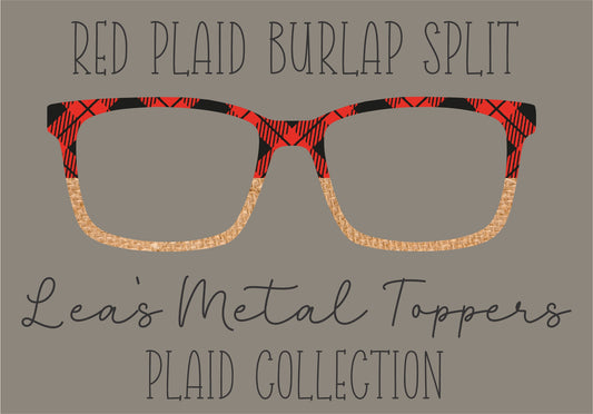 RED PLAID BURLAP SPLIT Eyewear Frame Toppers COMES WITH MAGNETS