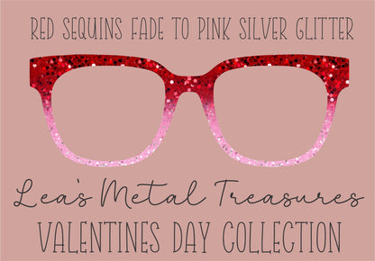 Red Sequins Fade to Pink Silver Glitter Eyewear Frame Toppers COMES WITH MAGNETS