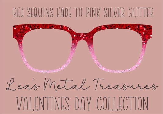 Red Sequins Fade to Pink Silver Glitter Eyewear Frame Toppers COMES WITH MAGNETS